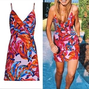 NWOT Farm Rio colored bananas linen blend mini dress